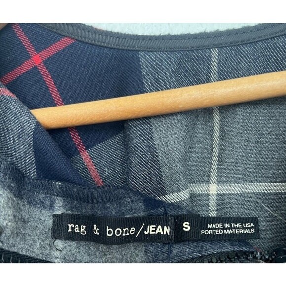 Rag & Bone JEAN Plaid Crop Top S Tartan Short Sleeve Dark Academia Prep Crewneck - Picture 7 of 8